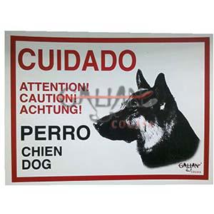 CARTEL CUIDADO CON EL PERROPASTOR ALEMAN