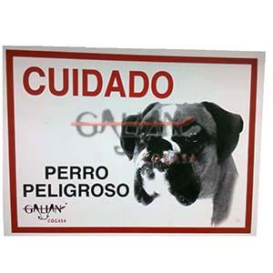 CARTEL CUIDADO CON EL PERRO BOXER       