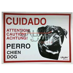 CARTEL CUIDADO CON EL PERRO ROTTWEILER  